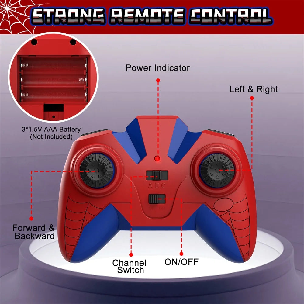 Spider-Man RC Wall Climbing Car Toy, Remote Control Stunt Car Xmas Gift, for 4-12 Years Old Kids, Red, Blue, Black