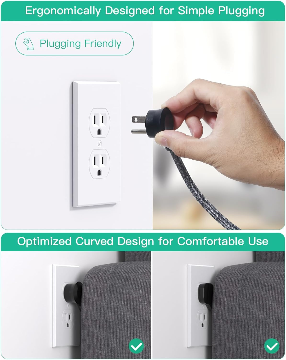 Travel Essentials -  Power Strip with USB, Compact Flat Plug Extension Cord 5Ft with 3 Outlets 4 USB Ports, Non Surge Cruise Must Haves, Cruise Ship Essentials, Dorm Room, Apartment Essentials