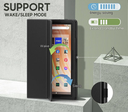 Case Fits All-New Amazon Kindle Fire HD 10 & 10 plus Tablet (13Th/11Th Generation, 2023/2021 Release) 10.1" - Slim Folding Stand Cover with Auto Wake/Sleep, Black