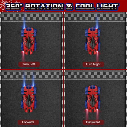 Spider-Man RC Wall Climbing Car Toy, Remote Control Stunt Car Xmas Gift, for 4-12 Years Old Kids, Red, Blue, Black