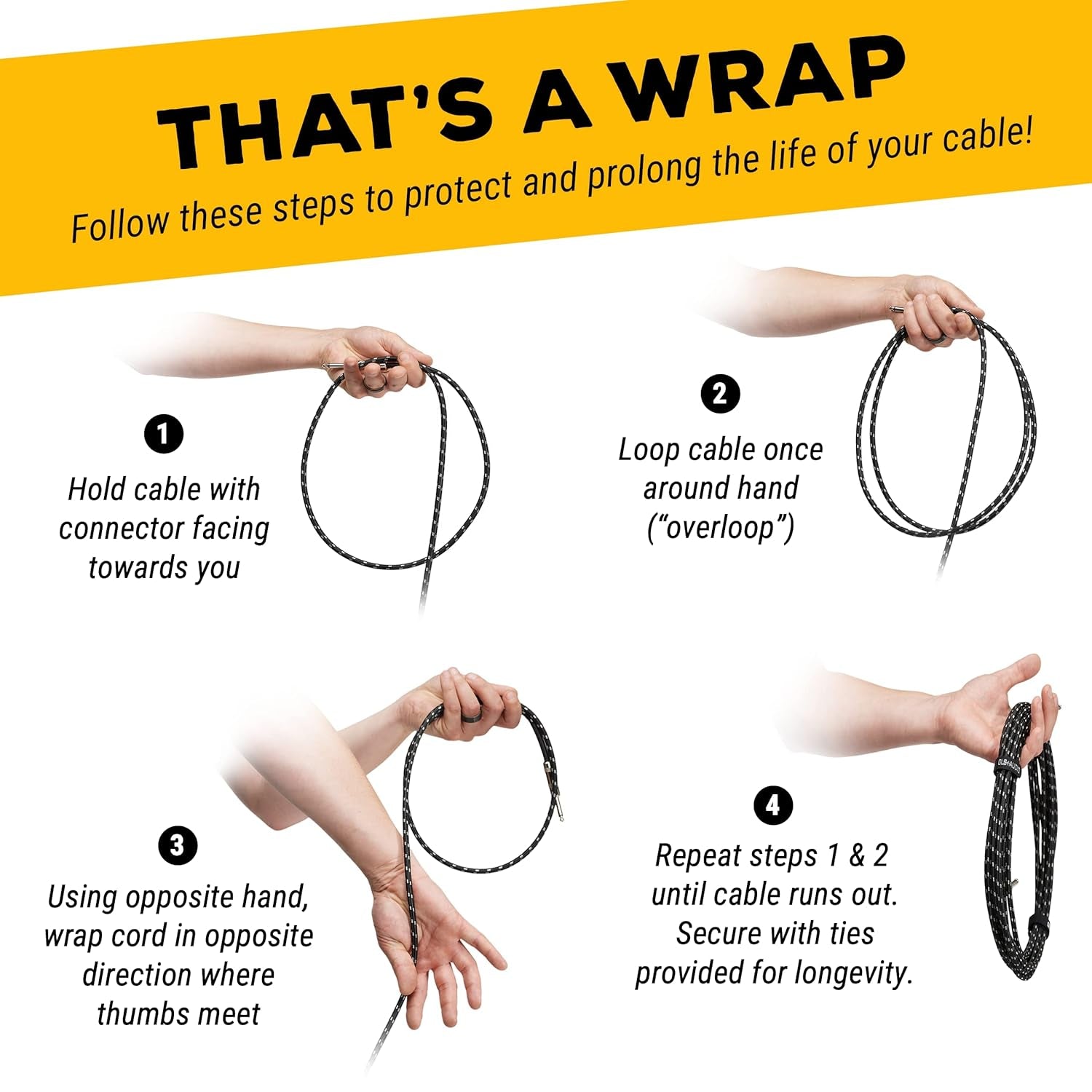 Instrument Cable - 1/4 Inch TS to 1/4 Inch - for Bass/Electric Guitar - Black/Grey Braided Tweed, 20 Ft - Electric Guitar Cable