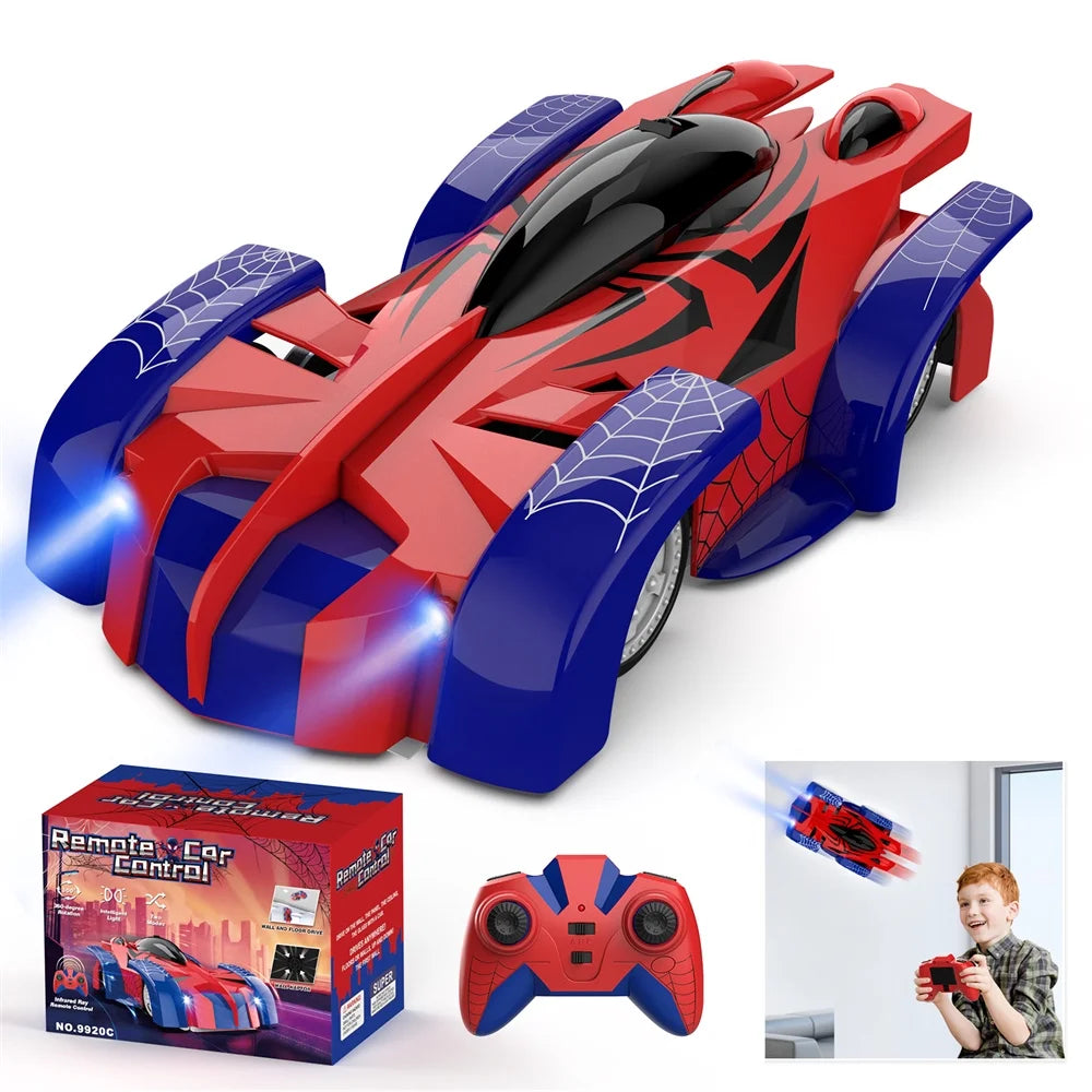Spider-Man RC Wall Climbing Car Toy, Remote Control Stunt Car Xmas Gift, for 4-12 Years Old Kids, Red, Blue, Black