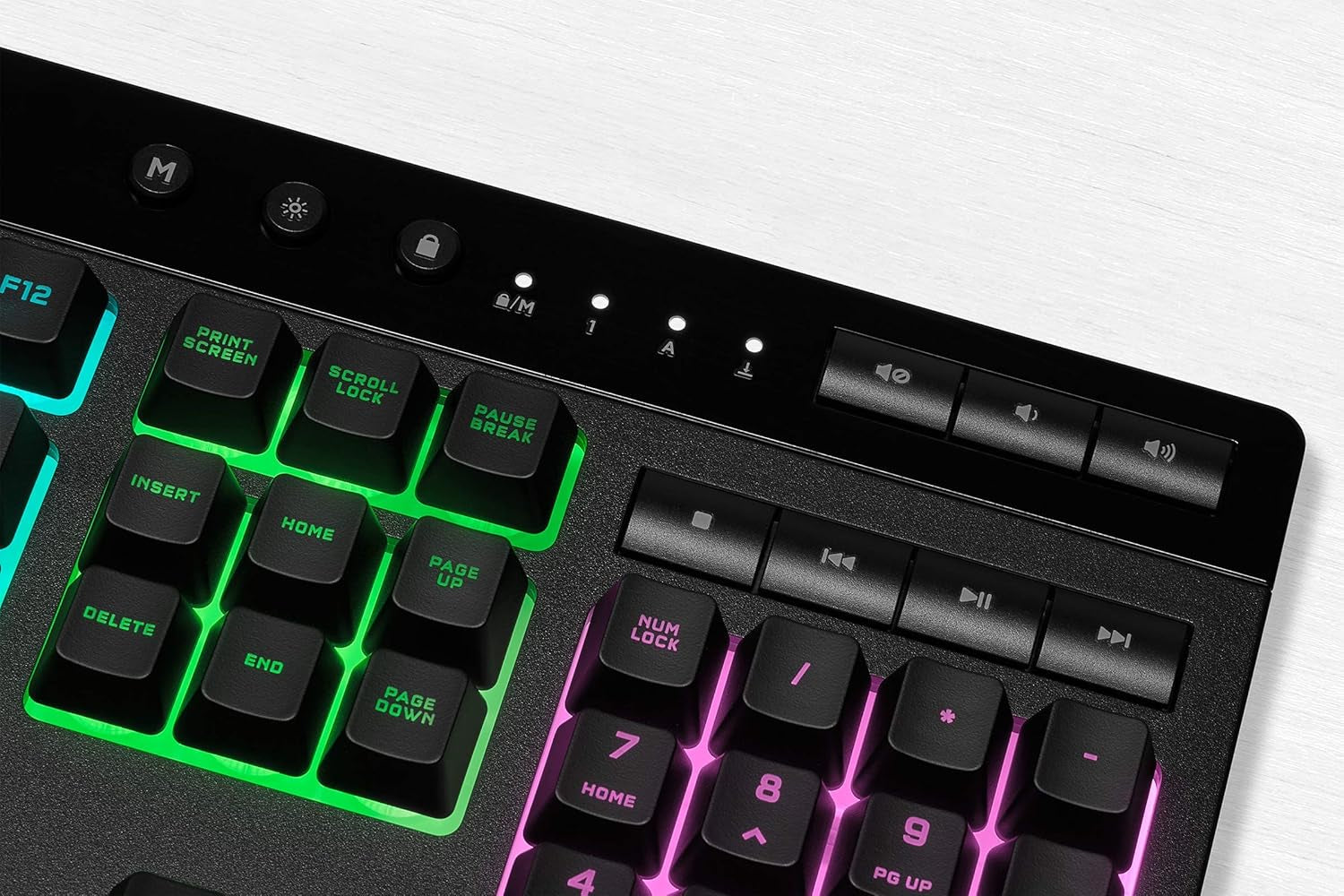 K55 RGB Pro-Dynamic RGB Backlighting - Six Macro Keys with Elgato Stream Deck Software Integration-Ip42 Dust and Spill Resistant-Detachable Palm Rest-Dedicated Media and Volume Keys, Black