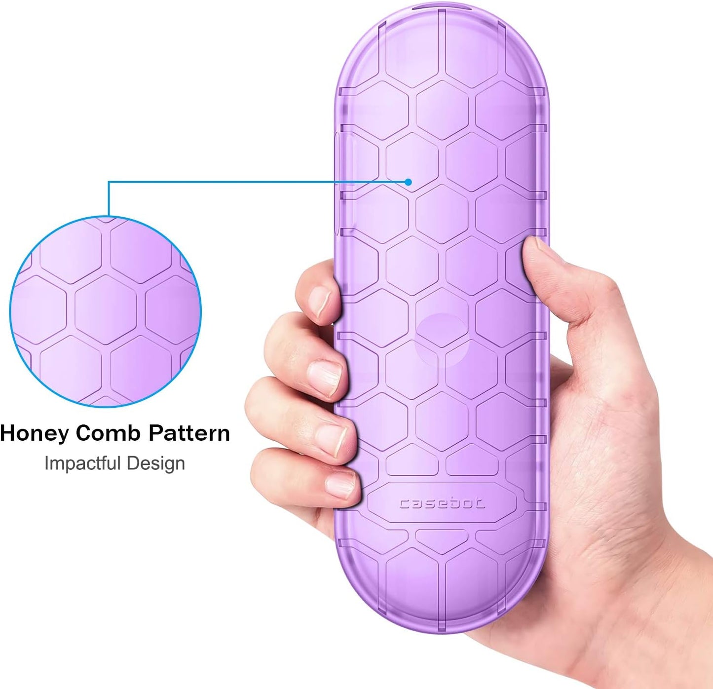 Protective Case for Chromecast with Google TV HD 2022 / 4K 2020 Voice Remote - Casebot Lightweight (Anti-Slip) Shockproof Silicone Cover for Chromecast Voice Remote Controller, Purple Glow