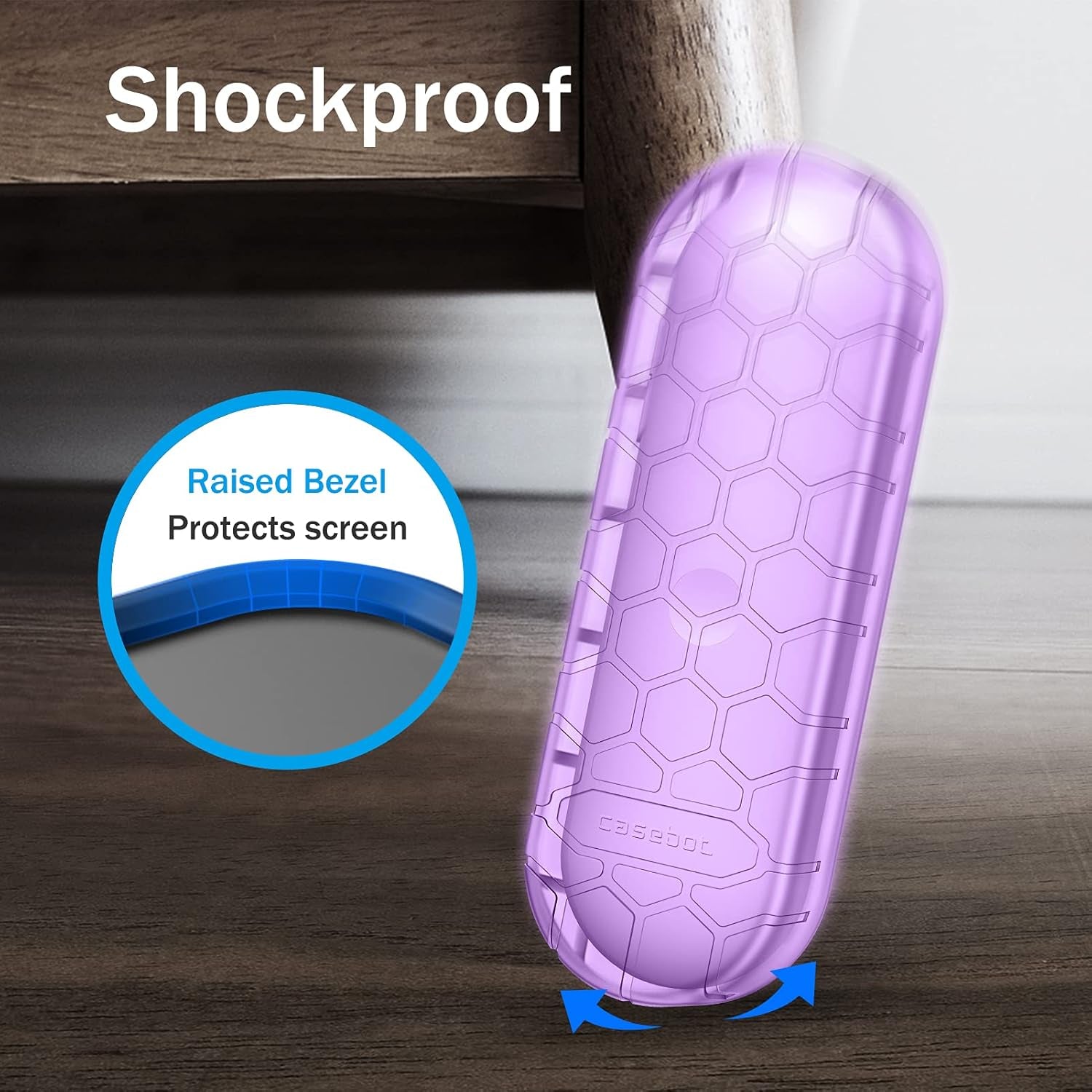 Protective Case for Chromecast with Google TV HD 2022 / 4K 2020 Voice Remote - Casebot Lightweight (Anti-Slip) Shockproof Silicone Cover for Chromecast Voice Remote Controller, Purple Glow