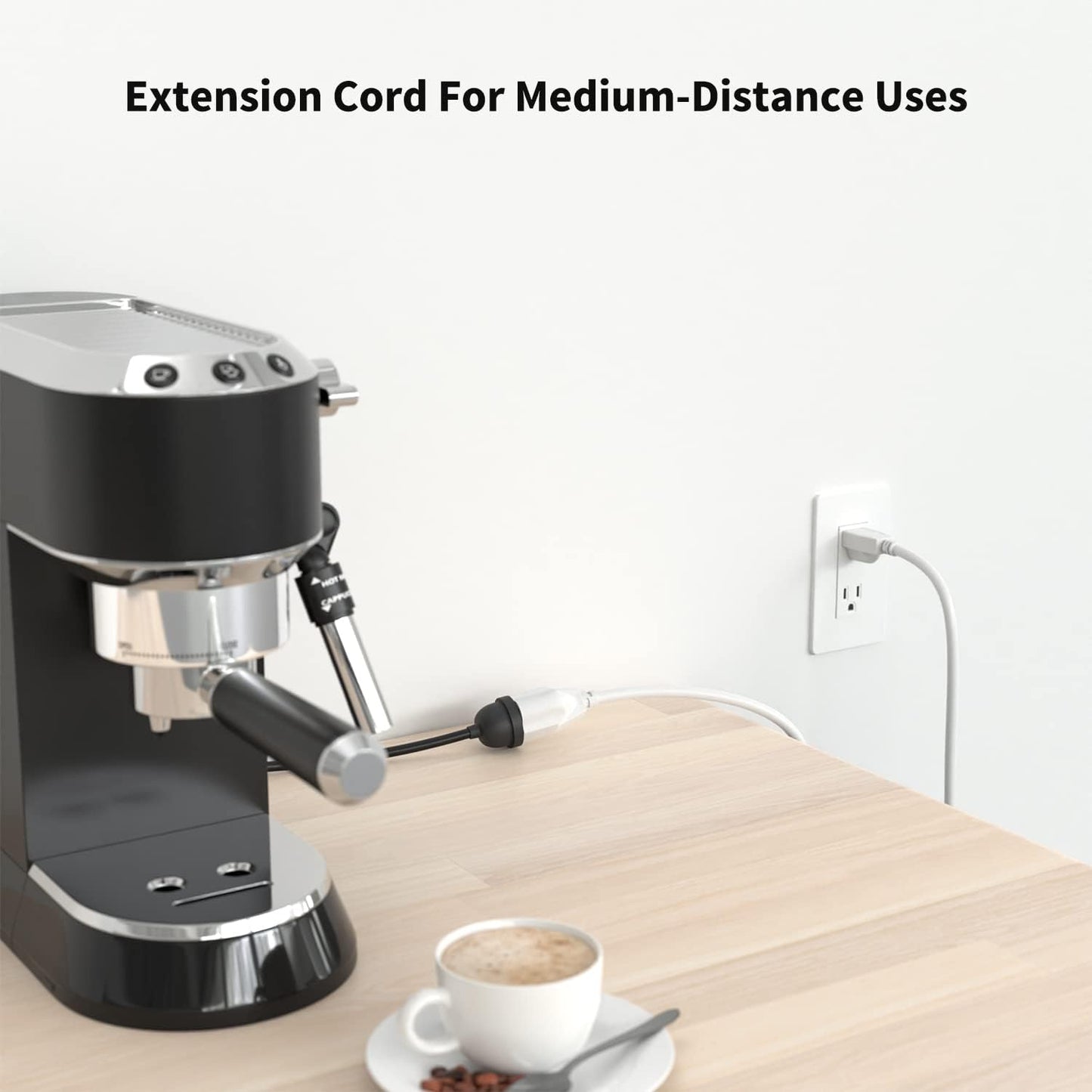 1875W Heavy Duty Extension Cord 6 Feet 14 AWG 15A White