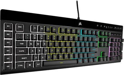 K55 RGB Pro-Dynamic RGB Backlighting - Six Macro Keys with Elgato Stream Deck Software Integration-Ip42 Dust and Spill Resistant-Detachable Palm Rest-Dedicated Media and Volume Keys, Black