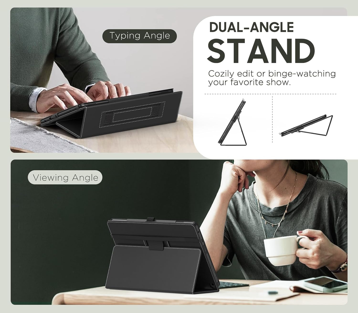 Case Fits All-New Amazon Kindle Fire HD 10 & 10 plus Tablet (13Th/11Th Generation, 2023/2021 Release) 10.1" - Slim Folding Stand Cover with Auto Wake/Sleep, Black